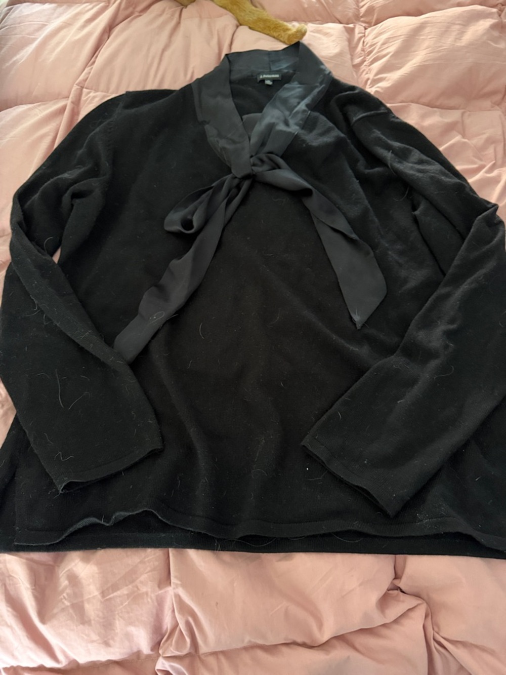 J. Peterman Black Tie-Front Sweater